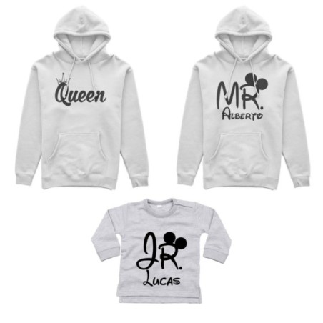 Tris felpe adulti neonato o body lupetto neonato personalizzabile con nomi mr mrs e jr Per la famiglia