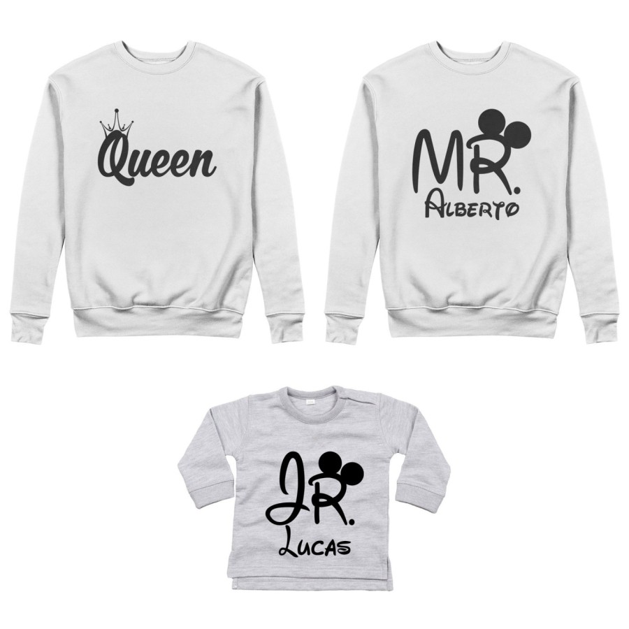 Tris felpe adulti neonato o body lupetto neonato personalizzabile con nomi mr mrs e jr Per la famiglia