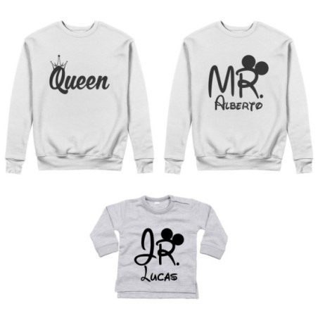 Tris felpe adulti neonato o body lupetto neonato personalizzabile con nomi mr mrs e jr Per la famiglia