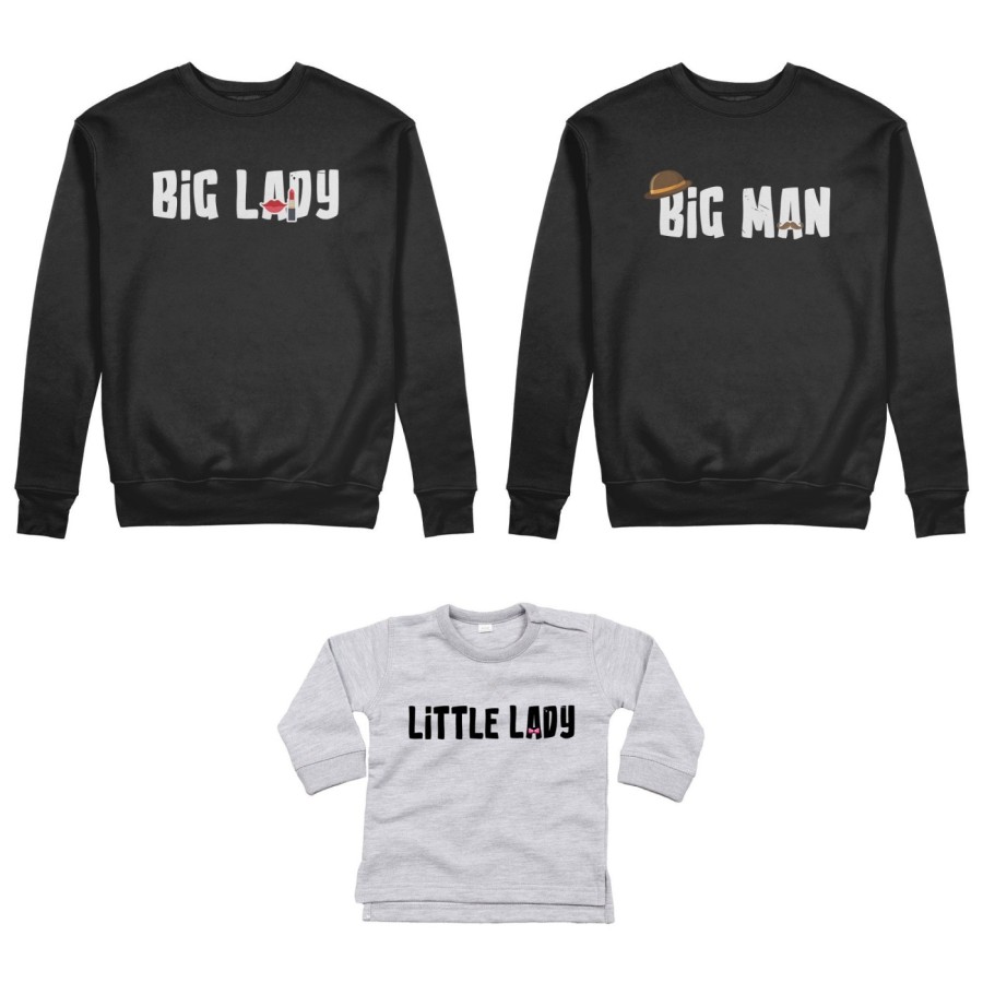 Tris felpe adulti neonato o body lupetto neonato big man big lady little man little lady Per la famiglia