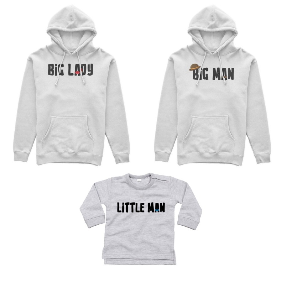 Tris felpe adulti neonato o body lupetto neonato big man big lady little man little lady Per la famiglia