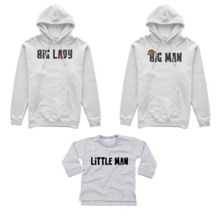 Tris felpe adulti neonato o body lupetto neonato big man big lady little man little lady Per la famiglia