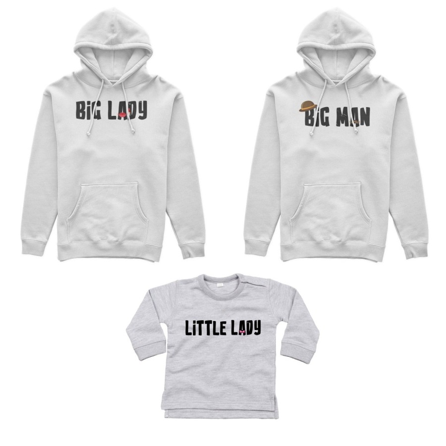 Tris felpe adulti neonato o body lupetto neonato big man big lady little man little lady Per la famiglia