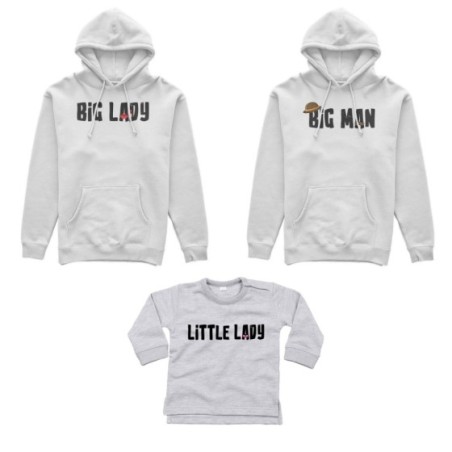 Tris felpe adulti neonato o body lupetto neonato big man big lady little man little lady Per la famiglia