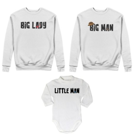 Tris felpe adulti neonato o body lupetto neonato big man big lady little man little lady Per la famiglia