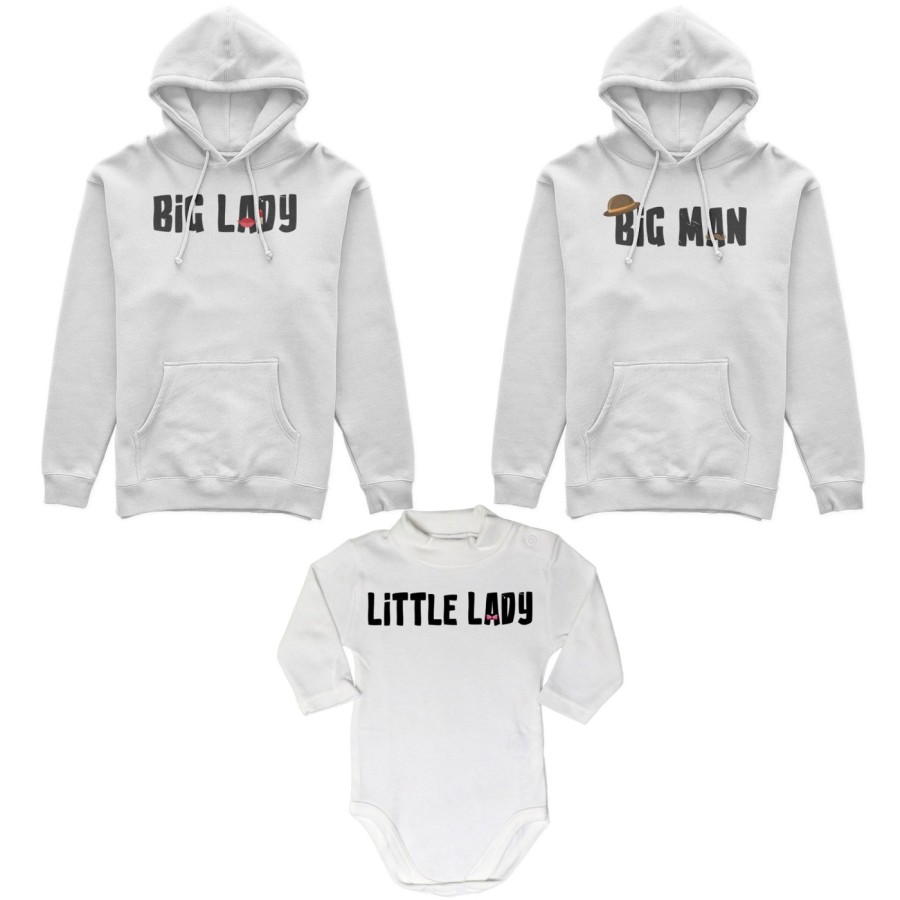 Tris felpe adulti neonato o body lupetto neonato big man big lady little man little lady Per la famiglia