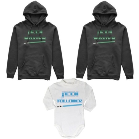Tris felpe adulti neonato o body lupetto neonato jedi master jedi follower Per la famiglia