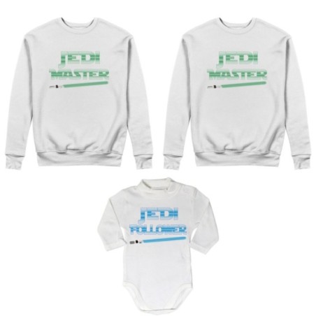 Tris felpe adulti neonato o body lupetto neonato jedi master jedi follower Per la famiglia