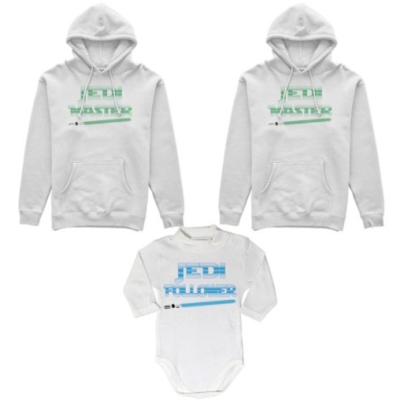 Tris felpe adulti neonato o body lupetto neonato jedi master jedi follower Per la famiglia