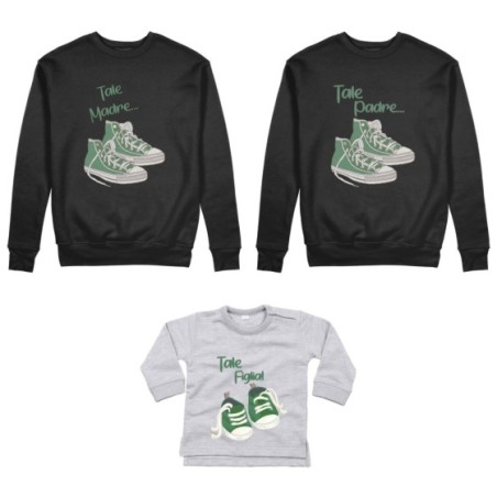 Tris felpe adulti o body lupetto tale padre tale madre tale figlio tale figlia all star Per la famiglia