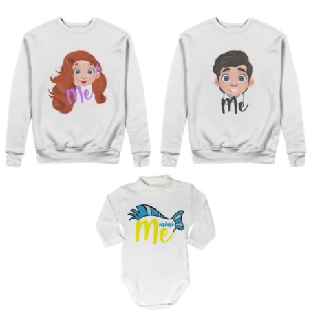 Tris felpe adulti neonato o body lupetto neonato me erik me ariel mini flounder Per la famiglia