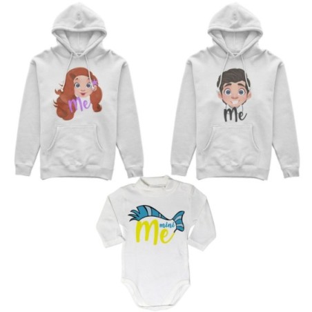 Tris felpe adulti neonato o body lupetto neonato me erik me ariel mini flounder Per la famiglia