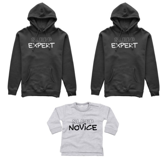 Tris felpe adulti neonato o body lupetto neonato sleep expert sleep novice Per la famiglia 2