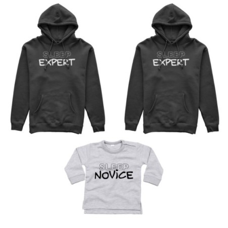 Tris felpe adulti neonato o body lupetto neonato sleep expert sleep novice Per la famiglia