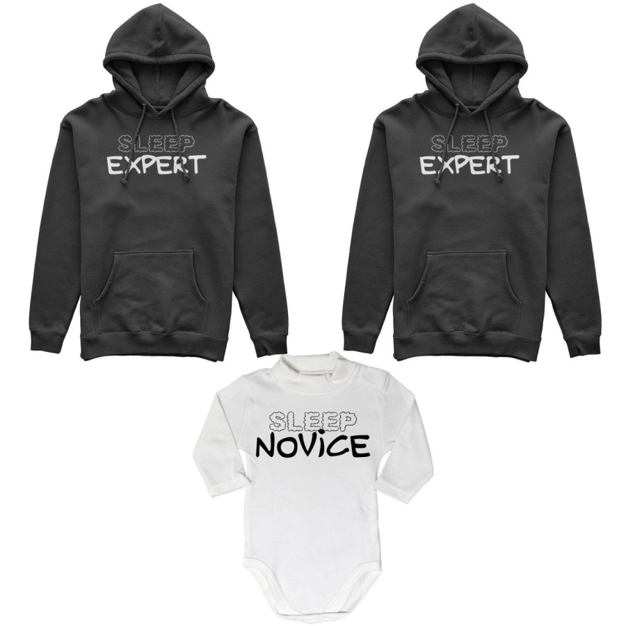 Tris felpe adulti neonato o body lupetto neonato sleep expert sleep novice Per la famiglia