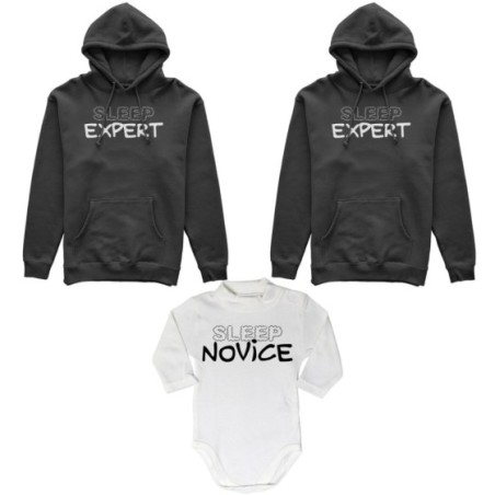 Tris felpe adulti neonato o body lupetto neonato sleep expert sleep novice Per la famiglia