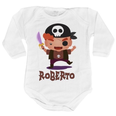 Body neonato personalizzato con nome piccolo pirata