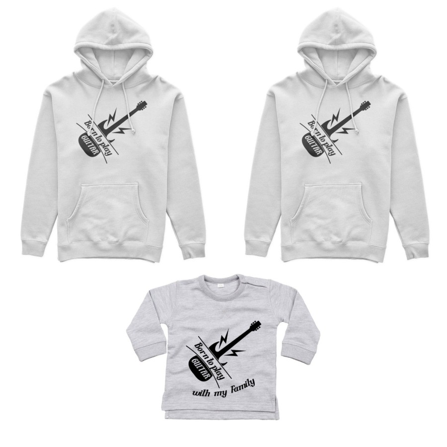 Tris felpe adulti o body lupetto born to play guitar born to play guitar with my daddy my mommy Per la famiglia