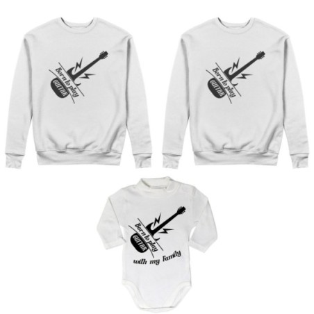 Tris felpe adulti o body lupetto born to play guitar born to play guitar with my daddy my mommy Per la famiglia