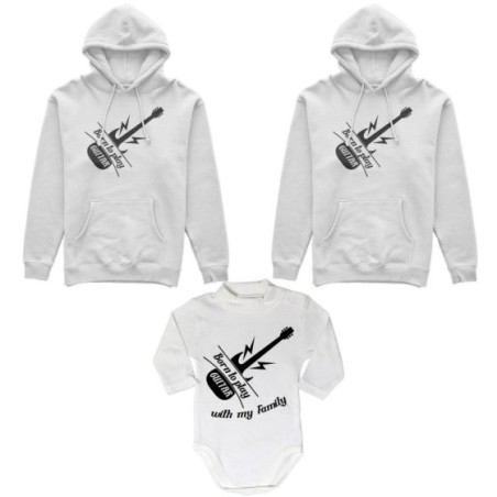 Tris felpe adulti o body lupetto born to play guitar born to play guitar with my daddy my mommy Per la famiglia