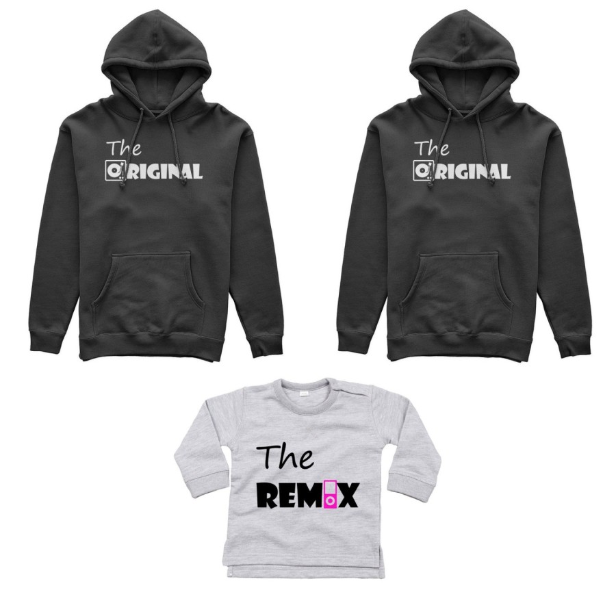 Tris felpe adulti neonato o body lupetto neonato the original the remix music Per la famiglia