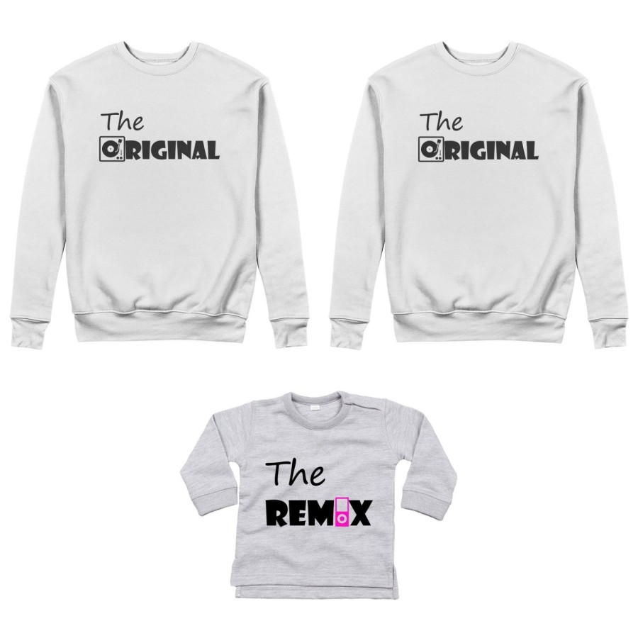 Tris felpe adulti neonato o body lupetto neonato the original the remix music Per la famiglia