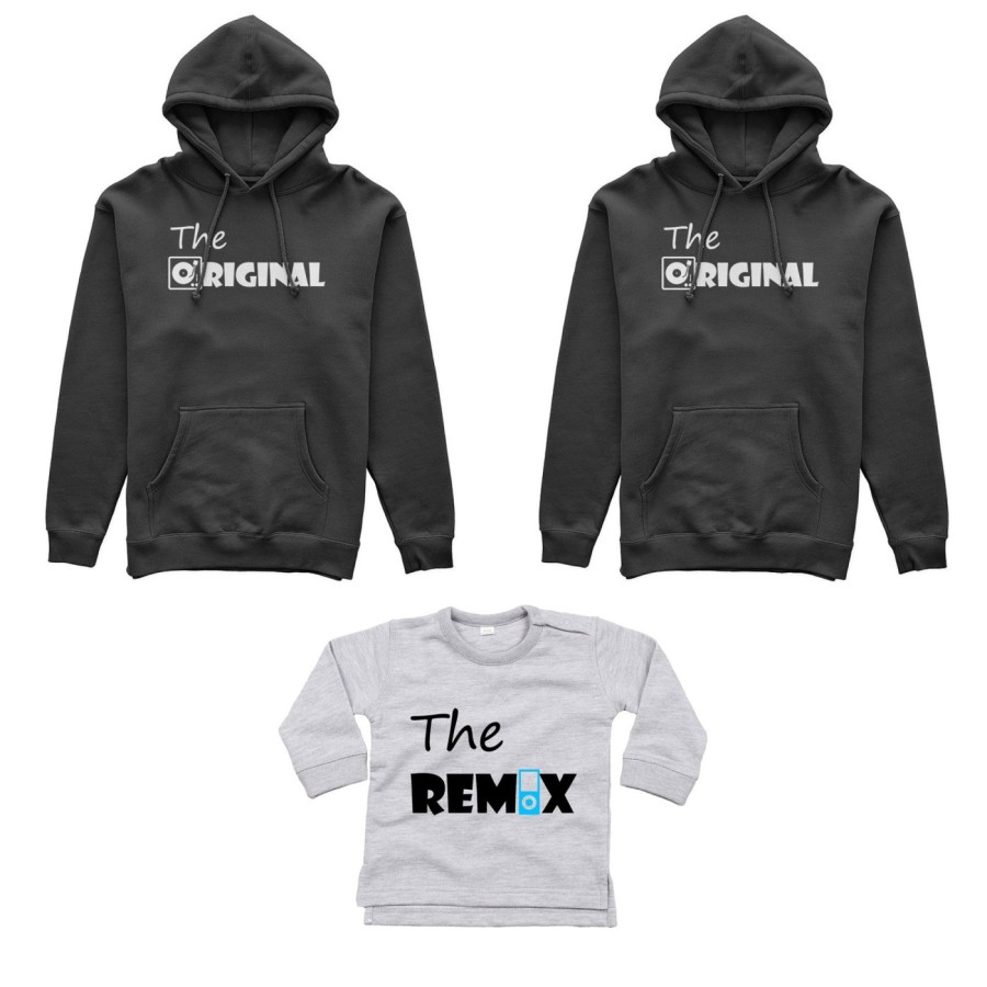 Tris felpe adulti neonato o body lupetto neonato the original the remix music Per la famiglia
