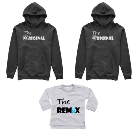 Tris felpe adulti neonato o body lupetto neonato the original the remix music Per la famiglia