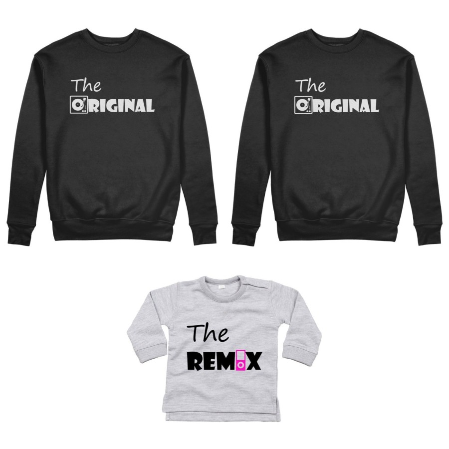 Tris felpe adulti neonato o body lupetto neonato the original the remix music Per la famiglia