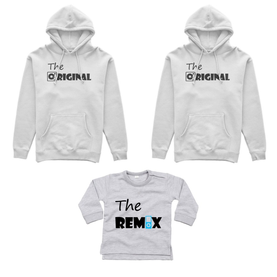 Tris felpe adulti neonato o body lupetto neonato the original the remix music Per la famiglia