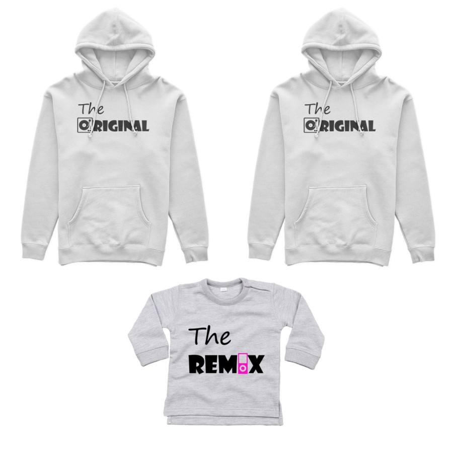 Tris felpe adulti neonato o body lupetto neonato the original the remix music Per la famiglia