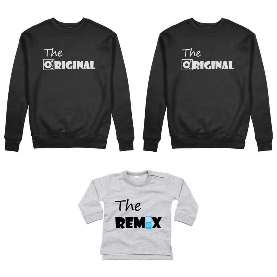 Tris felpe adulti neonato o body lupetto neonato the original the remix music Per la famiglia