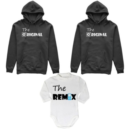 Tris felpe adulti neonato o body lupetto neonato the original the remix music Per la famiglia