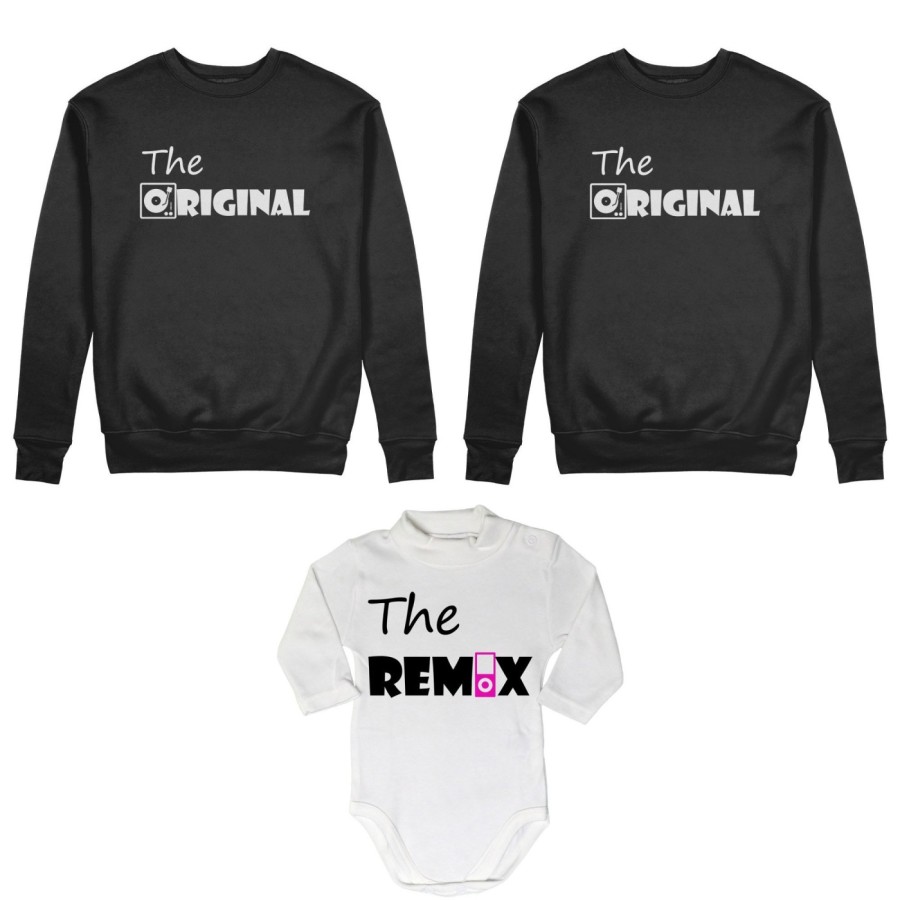Tris felpe adulti neonato o body lupetto neonato the original the remix music Per la famiglia