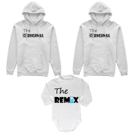 Tris felpe adulti neonato o body lupetto neonato the original the remix music Per la famiglia