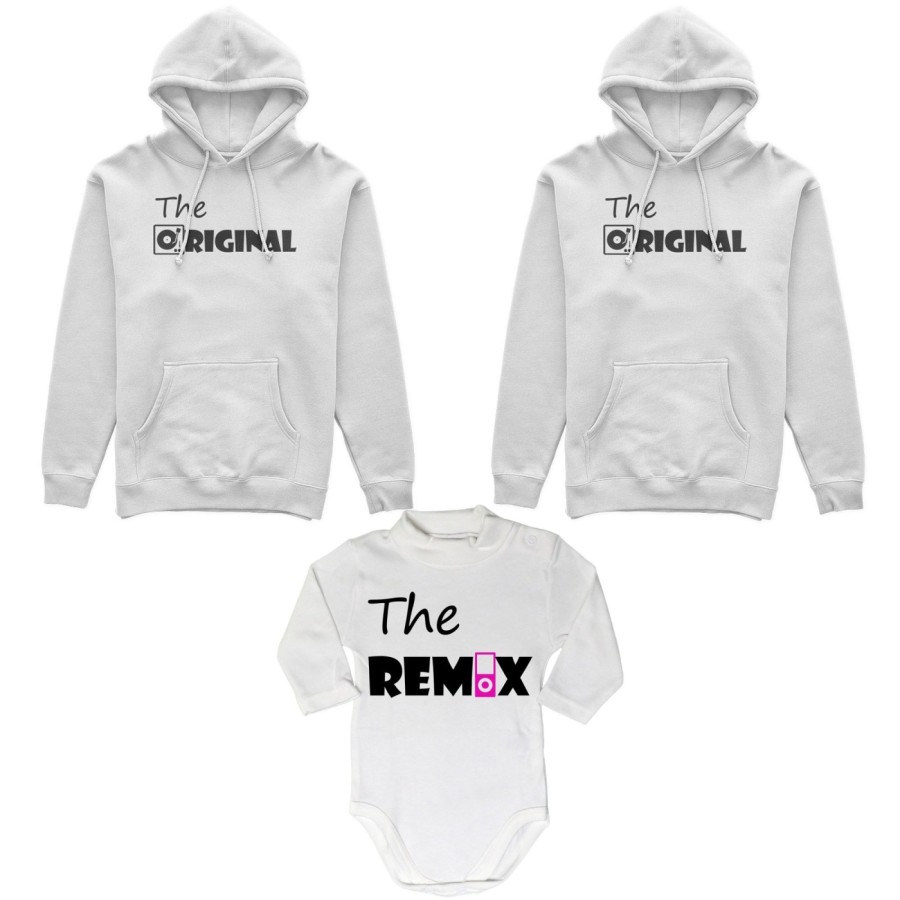 Tris felpe adulti neonato o body lupetto neonato the original the remix music Per la famiglia