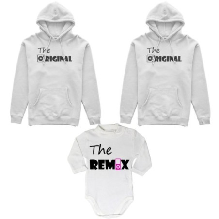 Tris felpe adulti neonato o body lupetto neonato the original the remix music Per la famiglia
