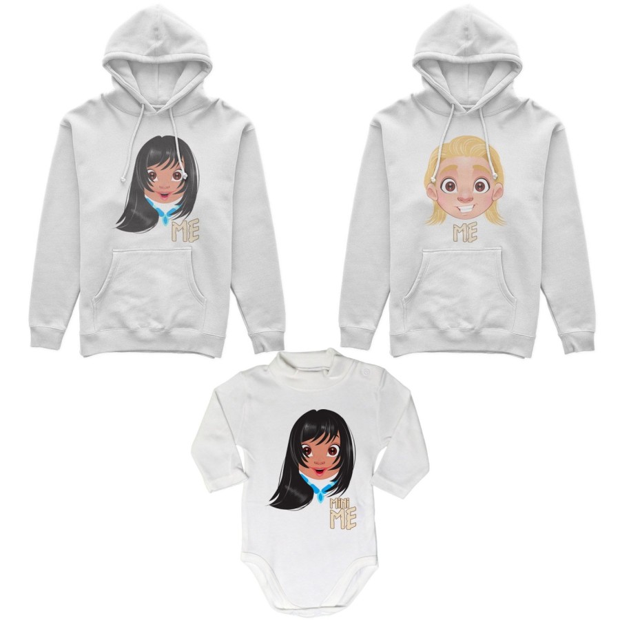 Tris felpe adulti neonato o body lupetto neonato me john smith me pocahontas mini pocahontas Per la famiglia