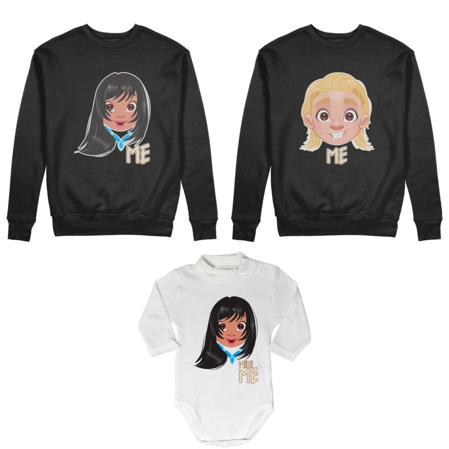 Tris felpe adulti neonato o body lupetto neonato me john smith me pocahontas mini pocahontas Per la famiglia