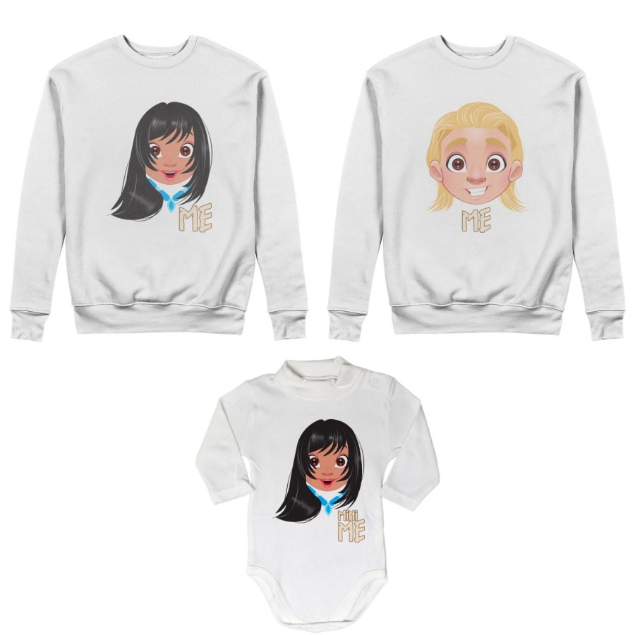Tris felpe adulti neonato o body lupetto neonato me john smith me pocahontas mini pocahontas Per la famiglia