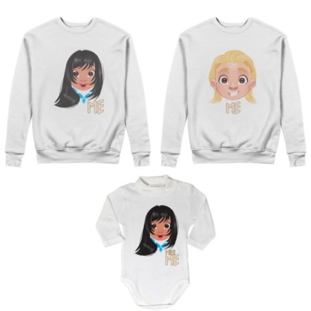 Tris felpe adulti neonato o body lupetto neonato me john smith me pocahontas mini pocahontas Per la famiglia