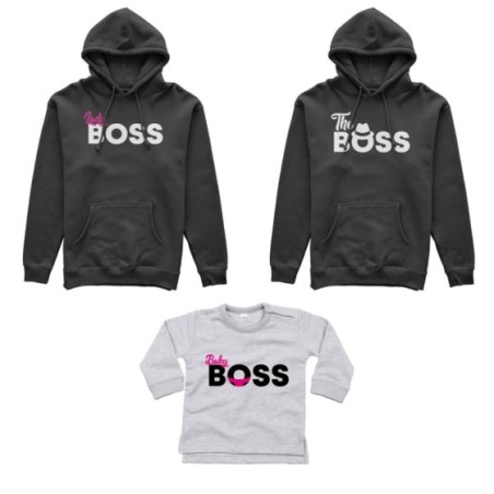 Tris felpe adulti neonato o body lupetto neonato boss family