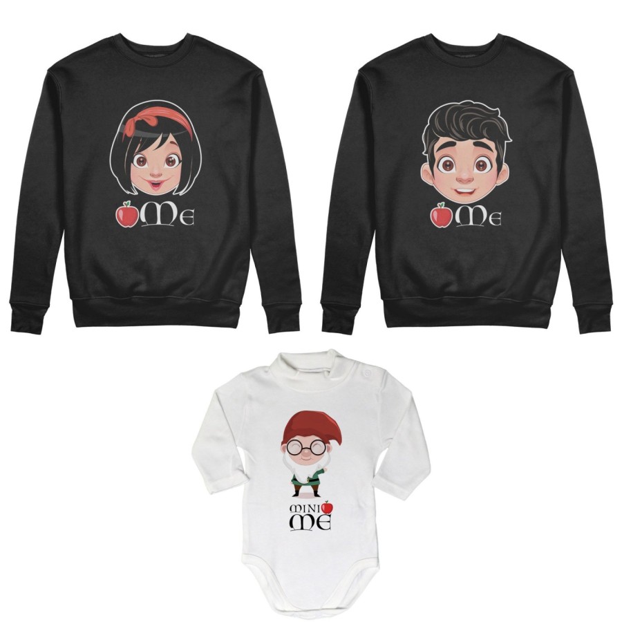 Tris felpe adulti neonato o body lupetto neonato me principe florian me biancaneve mini nano  Per la famiglia
