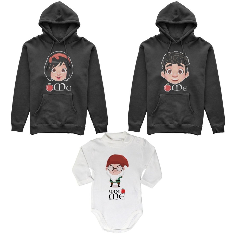Tris felpe adulti neonato o body lupetto neonato me principe florian me biancaneve mini nano  Per la famiglia