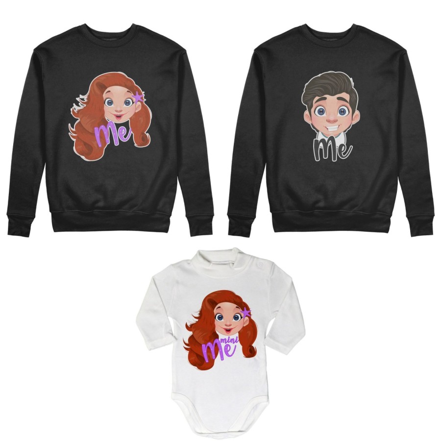 Tris felpe adulti neonato o body lupetto neonato me erik me ariel mini ariel Per la famiglia