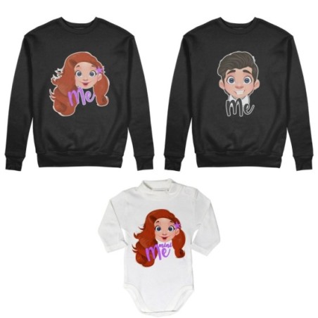 Tris felpe adulti neonato o body lupetto neonato me erik me ariel mini ariel Per la famiglia