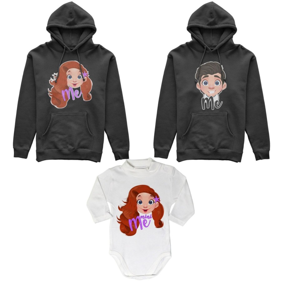 Tris felpe adulti neonato o body lupetto neonato me erik me ariel mini ariel Per la famiglia