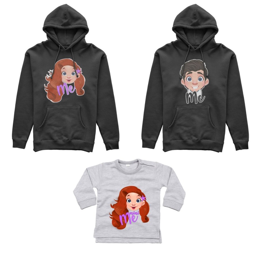 Tris felpe adulti neonato o body lupetto neonato me erik me ariel mini ariel Per la famiglia