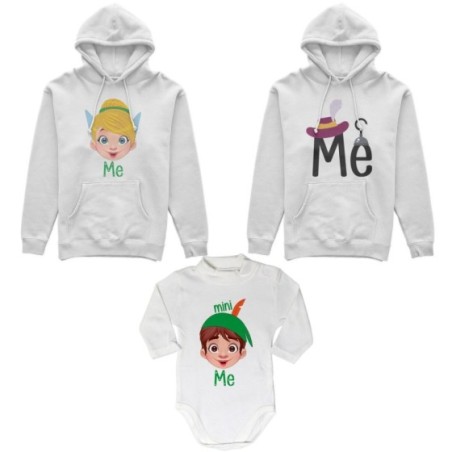 Tris felpe adulti neonato o body lupetto neonato me capitano uncino me trilly mini peter pan Per la famiglia