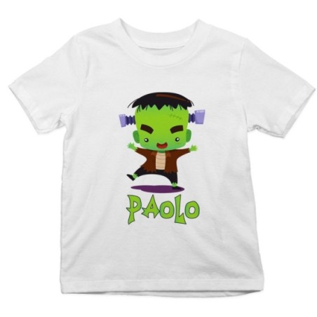 T-shirt bambino personalizzata con nome piccolo frankenstein